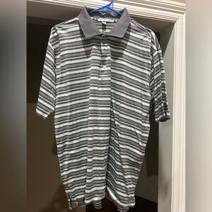 Peter Millar Gray and Greenish/Blue Stripped Cotton Golf Shirt